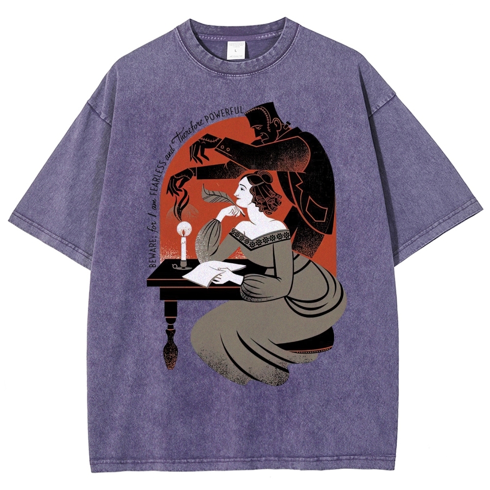 "Fearless & Powerful" Gothic Horror Graphic Washed T-Shirt 