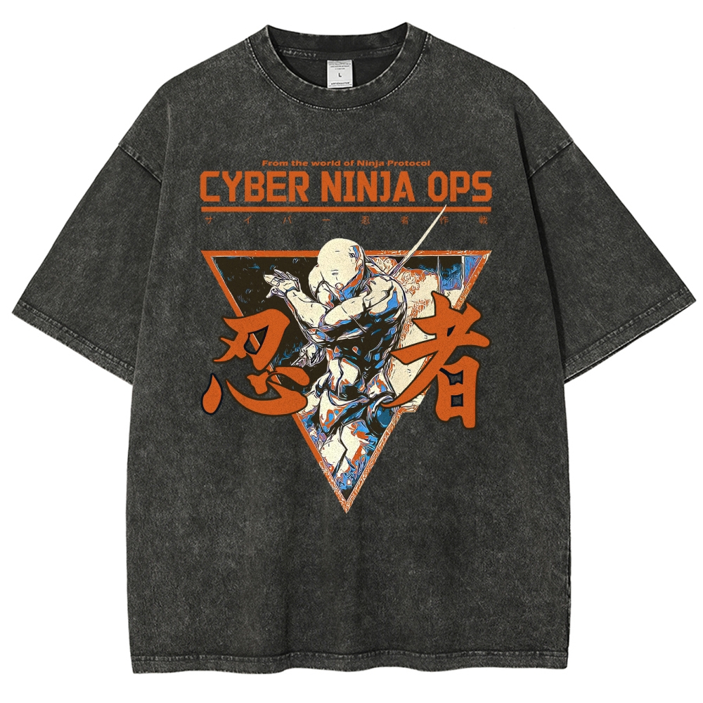 Futuristic Ninja Action Washed T-Shirt 