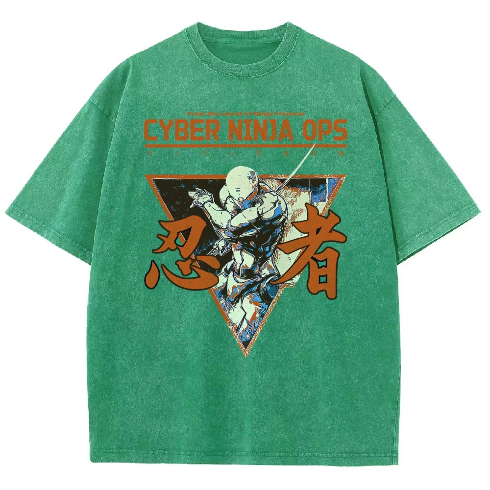 Futuristic Ninja Action Washed T-Shirt 
