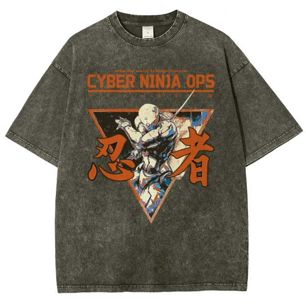 Futuristic Ninja Action Washed T-Shirt 