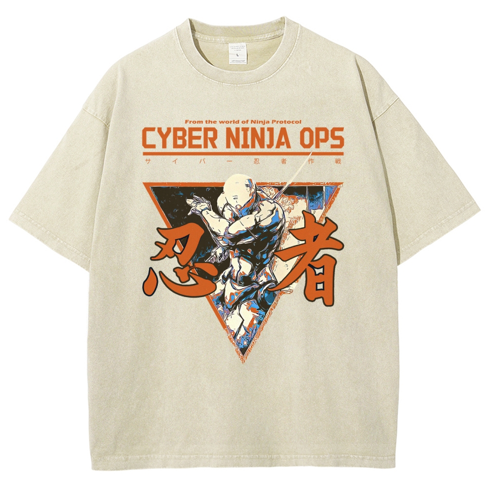 Futuristic Ninja Action Washed T-Shirt 
