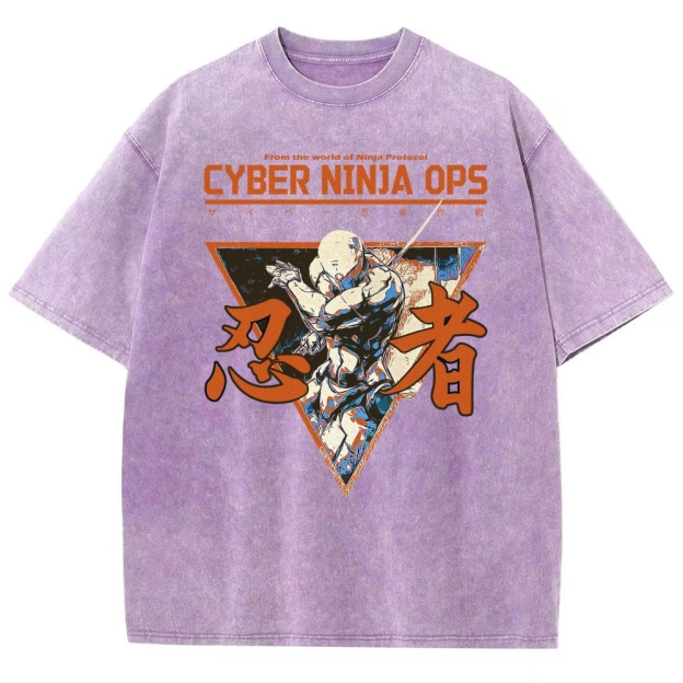 Futuristic Ninja Action Washed T-Shirt 