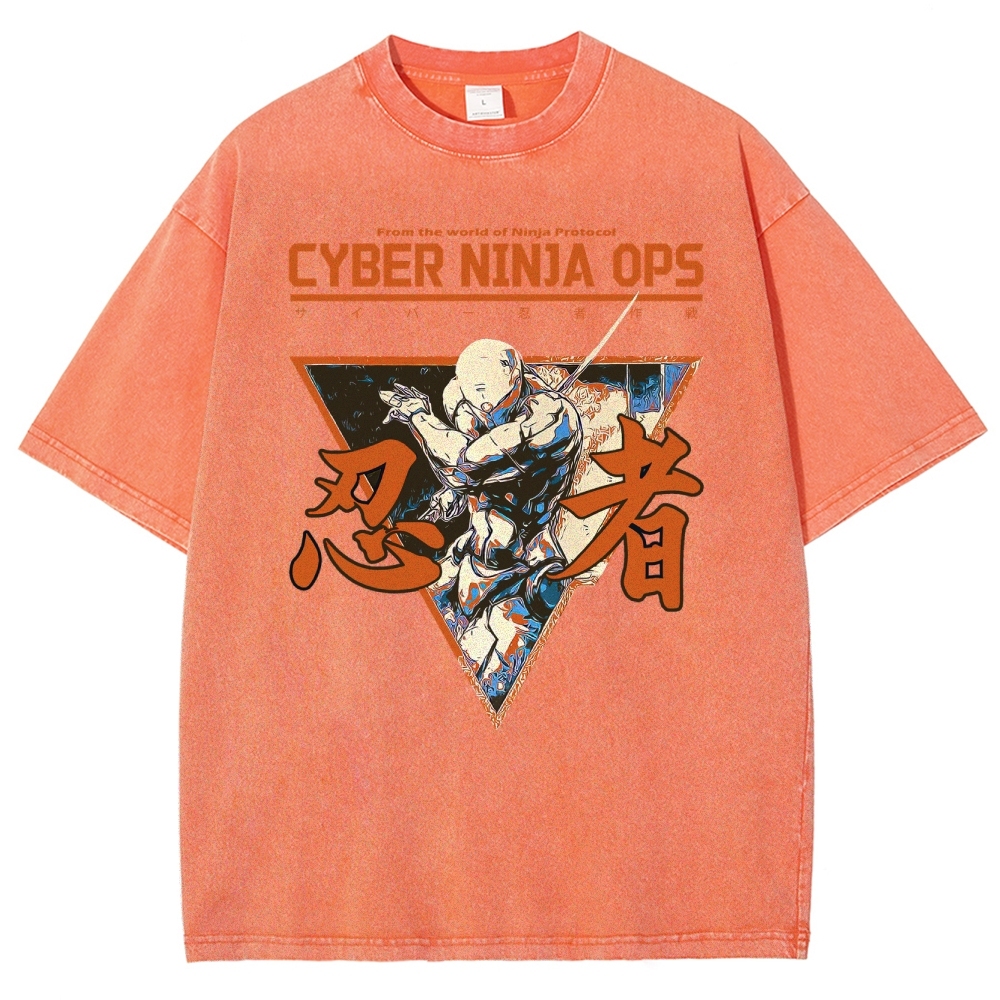 Futuristic Ninja Action Washed T-Shirt 