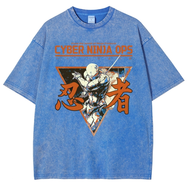 Futuristic Ninja Action Washed T-Shirt 