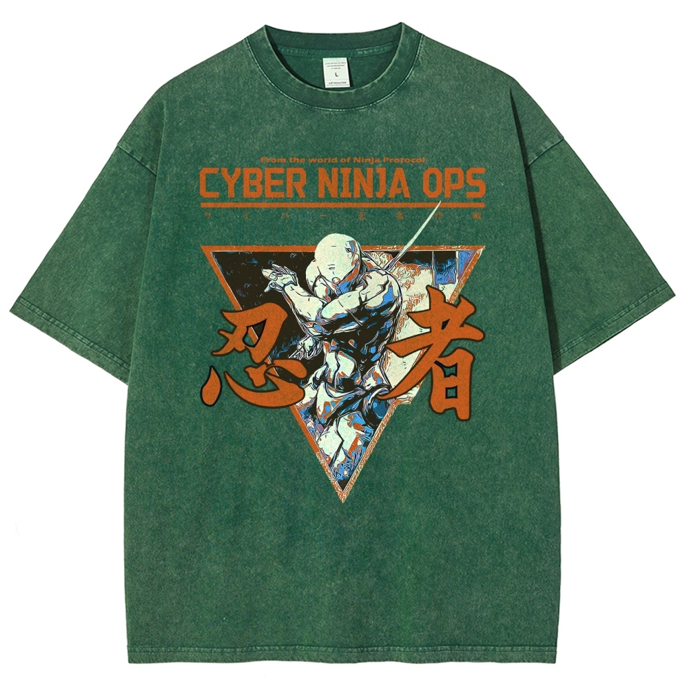 Futuristic Ninja Action Washed T-Shirt 