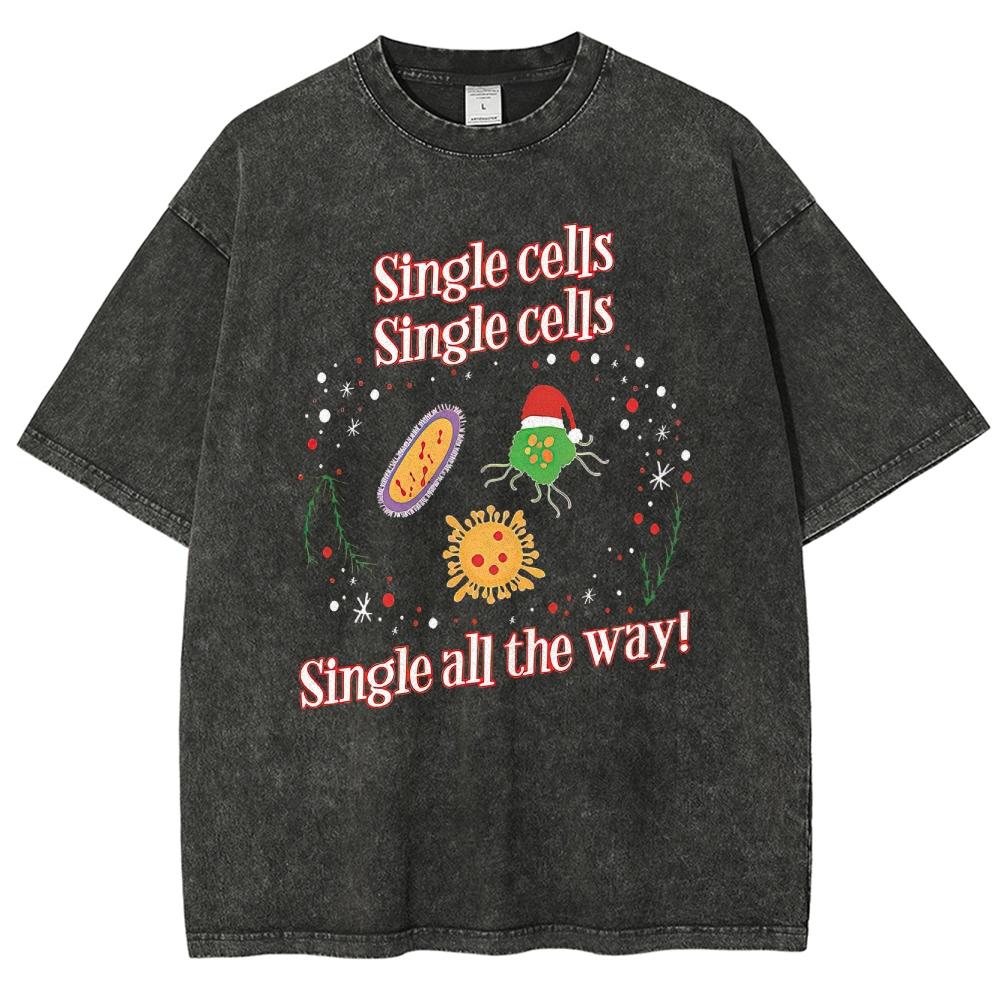 Playful Science Holiday: Single Cells Festive Graphic Washed T-Shirt