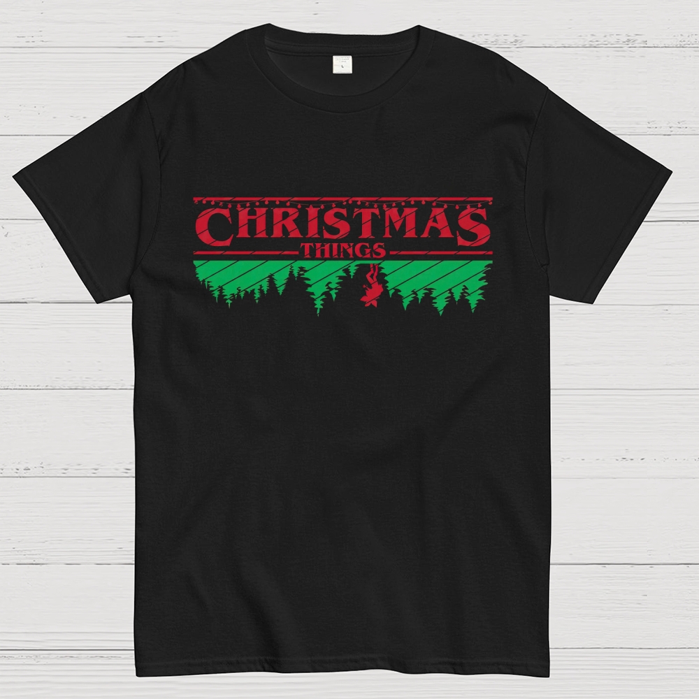 Retro Festive Vibes: Christmas Things Graphic Cotton T-shirt