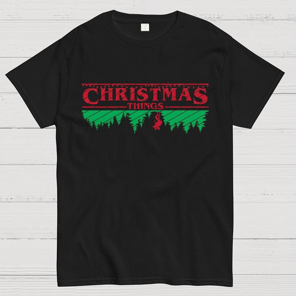 Retro Festive Vibes: Christmas Things Graphic Cotton T-shirt
