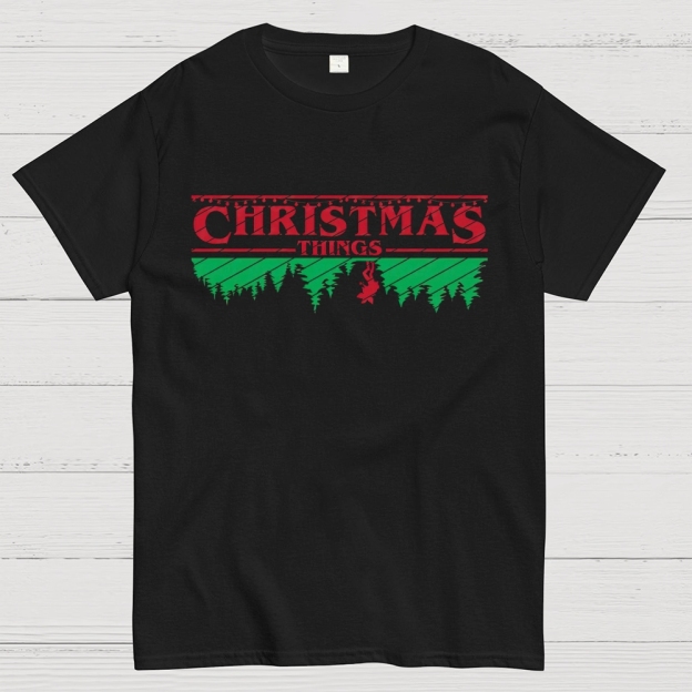 Retro Festive Vibes: Christmas Things Graphic Cotton T-shirt