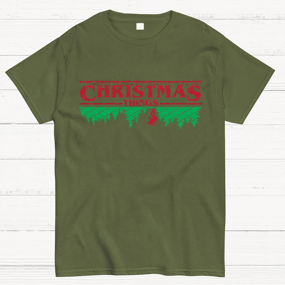 Retro Festive Vibes: Christmas Things Graphic Cotton T-shirt