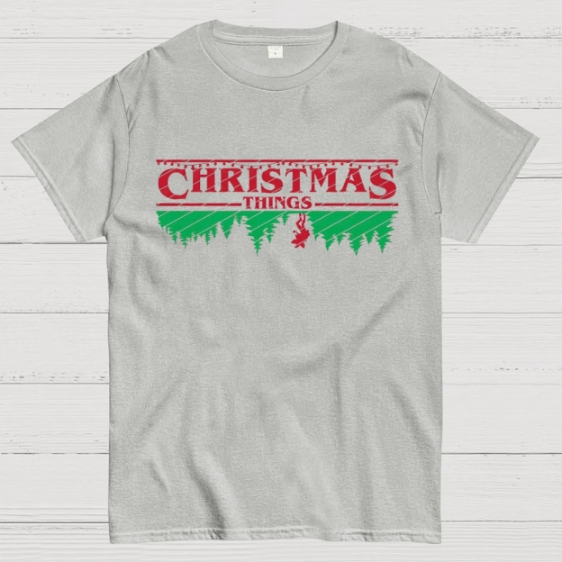 Retro Festive Vibes: Christmas Things Graphic Cotton T-shirt