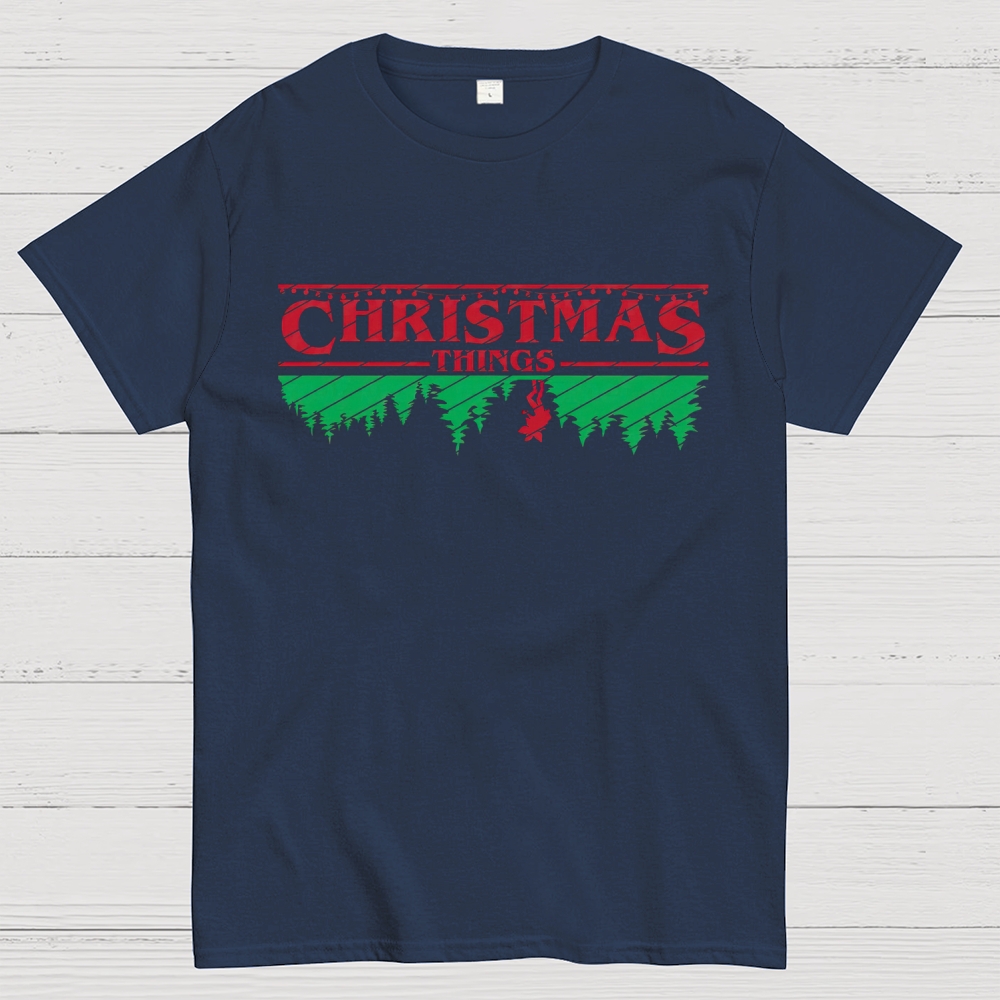 Retro Festive Vibes: Christmas Things Graphic Cotton T-shirt