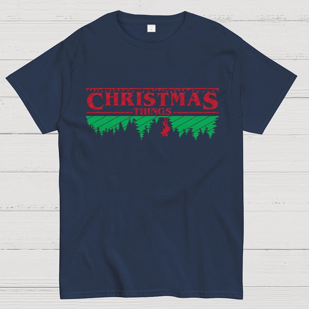 Retro Festive Vibes: Christmas Things Graphic Cotton T-shirt