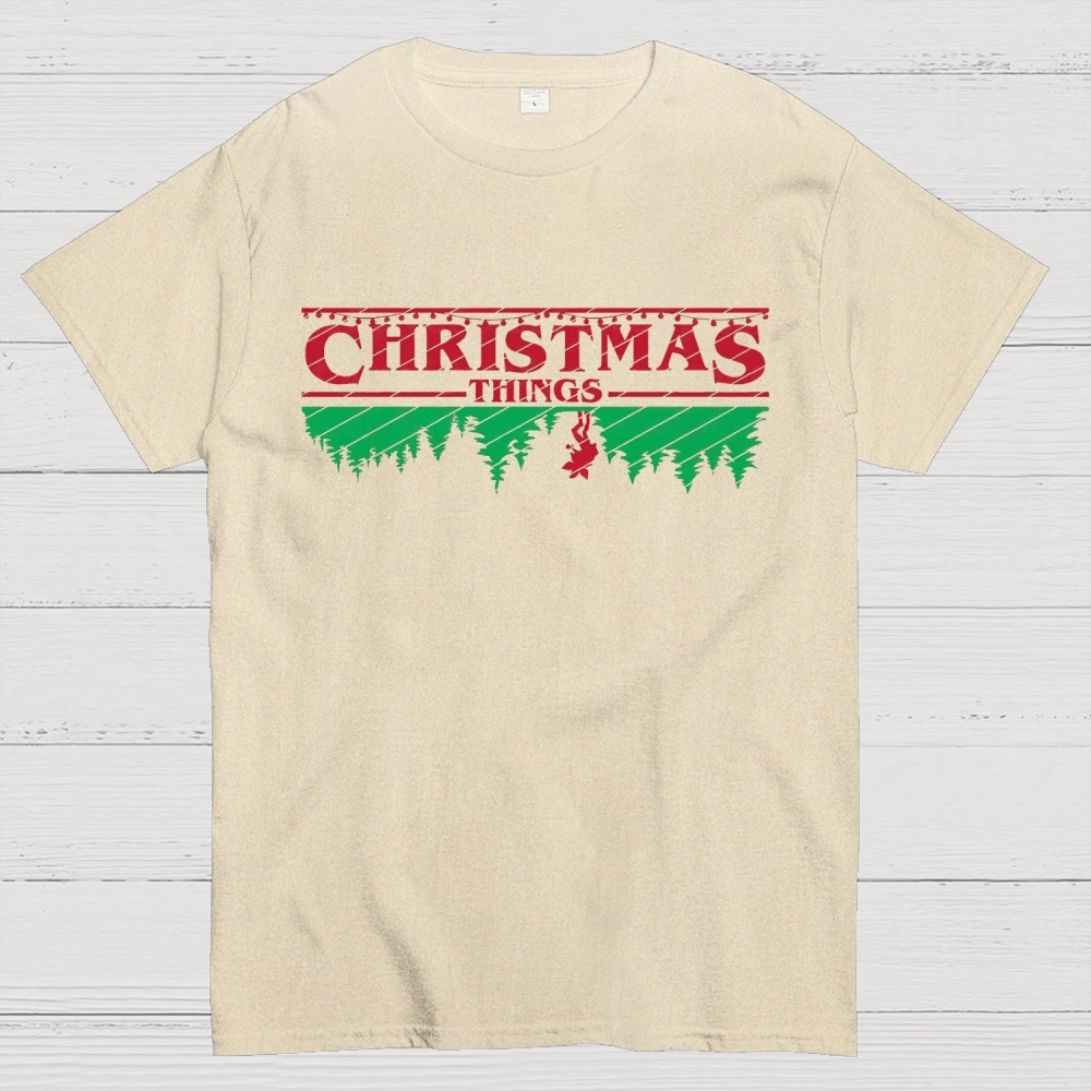 Retro Festive Vibes: Christmas Things Graphic Cotton T-shirt
