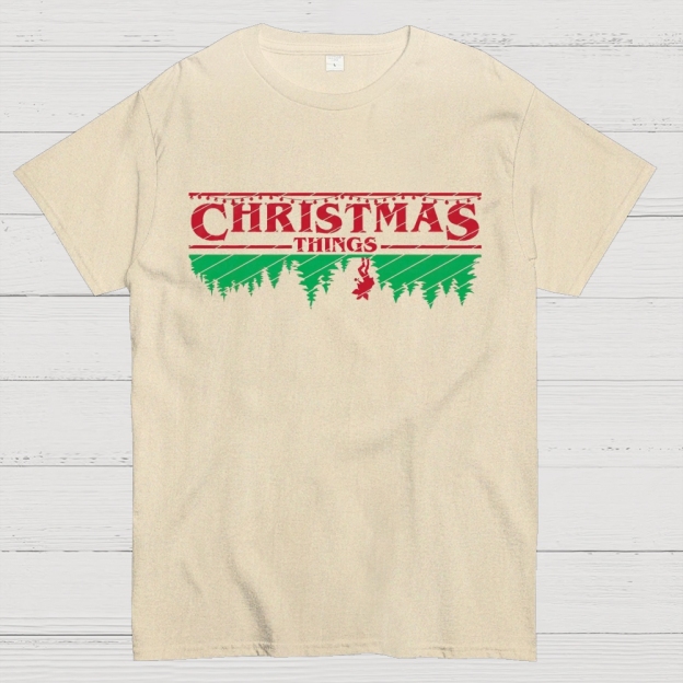 Retro Festive Vibes: Christmas Things Graphic Cotton T-shirt