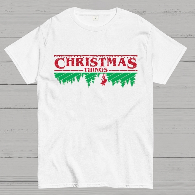 Retro Festive Vibes: Christmas Things Graphic Cotton T-shirt