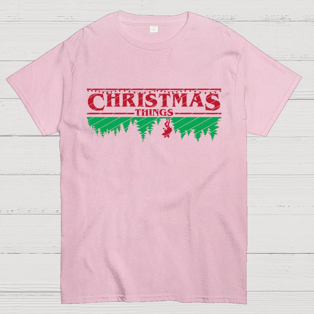 Retro Festive Vibes: Christmas Things Graphic Cotton T-shirt