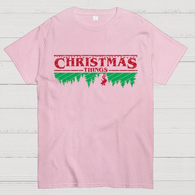 Retro Festive Vibes: Christmas Things Graphic Cotton T-shirt