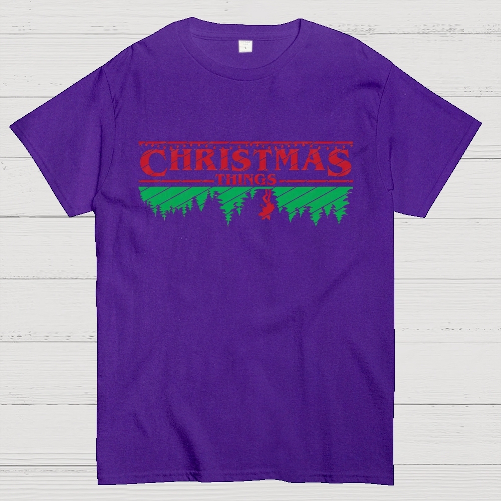 Retro Festive Vibes: Christmas Things Graphic Cotton T-shirt