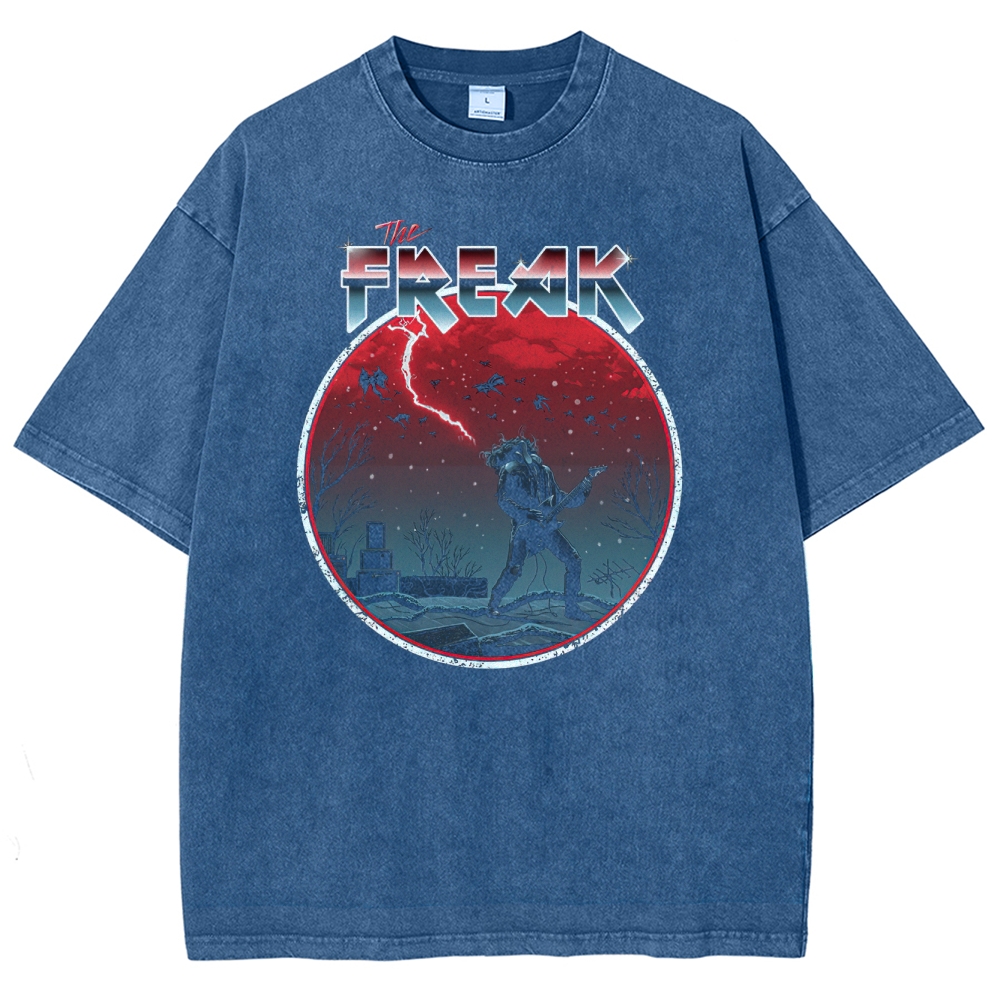 Edgy Dark Rock: The Freak Graphic Washed T-Shirt
