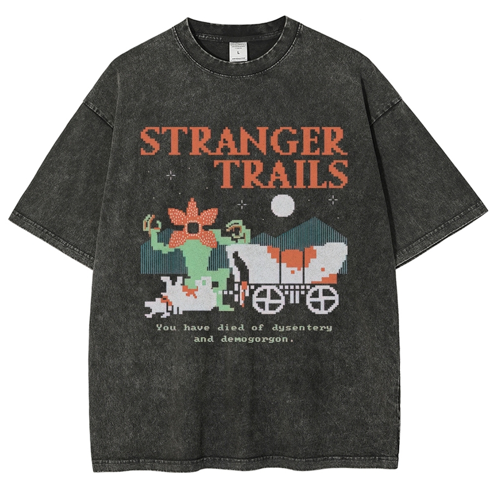 Pixelated Retro Trails: Stranger Trails Graphic Washed T-Shirt