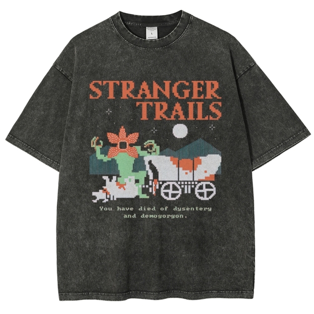 Pixelated Retro Trails: Stranger Trails Graphic Washed T-Shirt