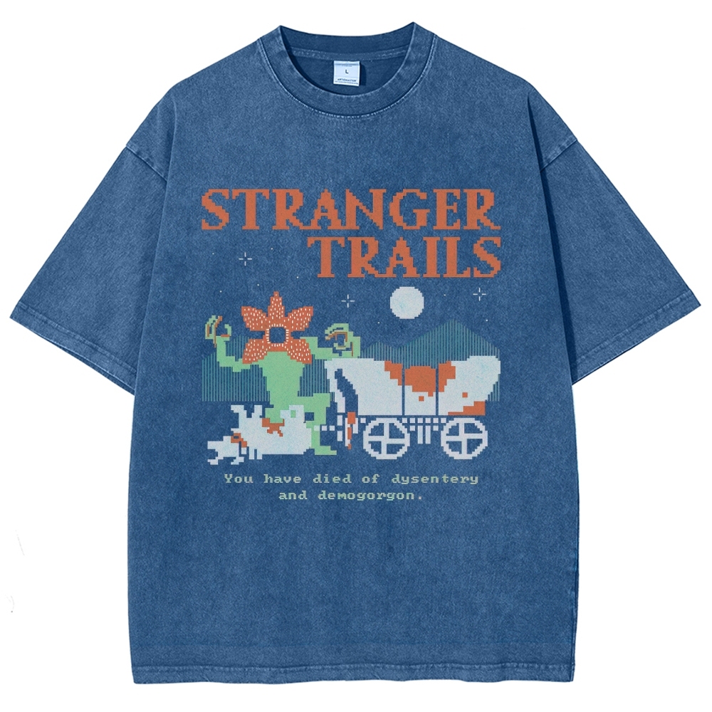 Pixelated Retro Trails: Stranger Trails Graphic Washed T-Shirt