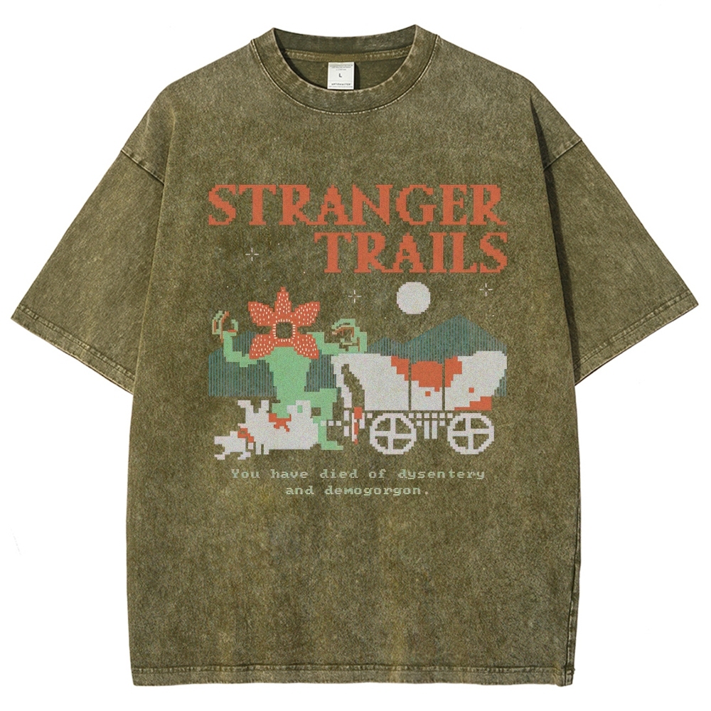 Pixelated Retro Trails: Stranger Trails Graphic Washed T-Shirt