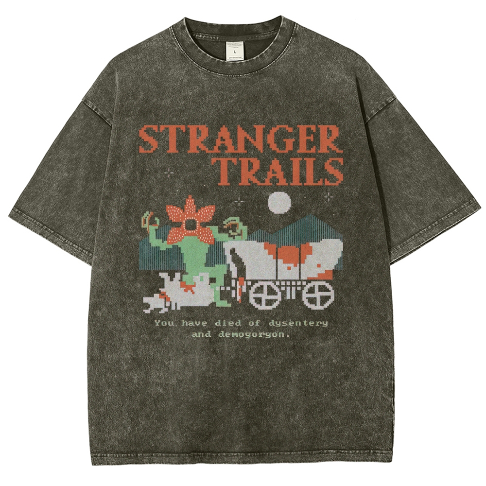 Pixelated Retro Trails: Stranger Trails Graphic Washed T-Shirt