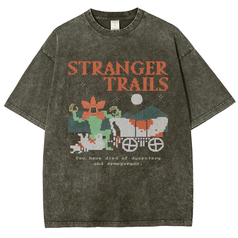 Pixelated Retro Trails: Stranger Trails Graphic Washed T-Shirt