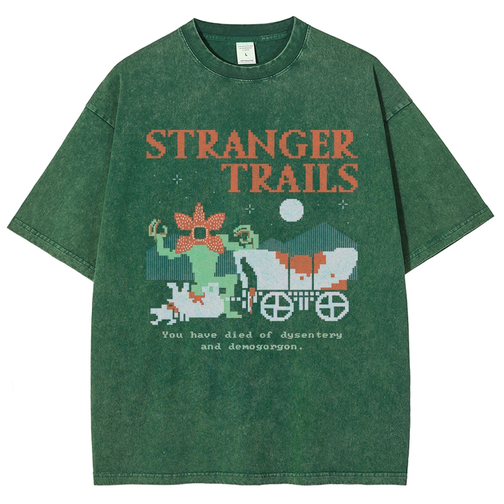 Pixelated Retro Trails: Stranger Trails Graphic Washed T-Shirt