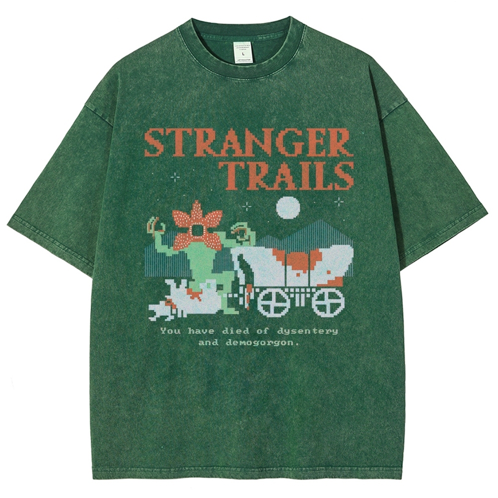 Pixelated Retro Trails: Stranger Trails Graphic Washed T-Shirt