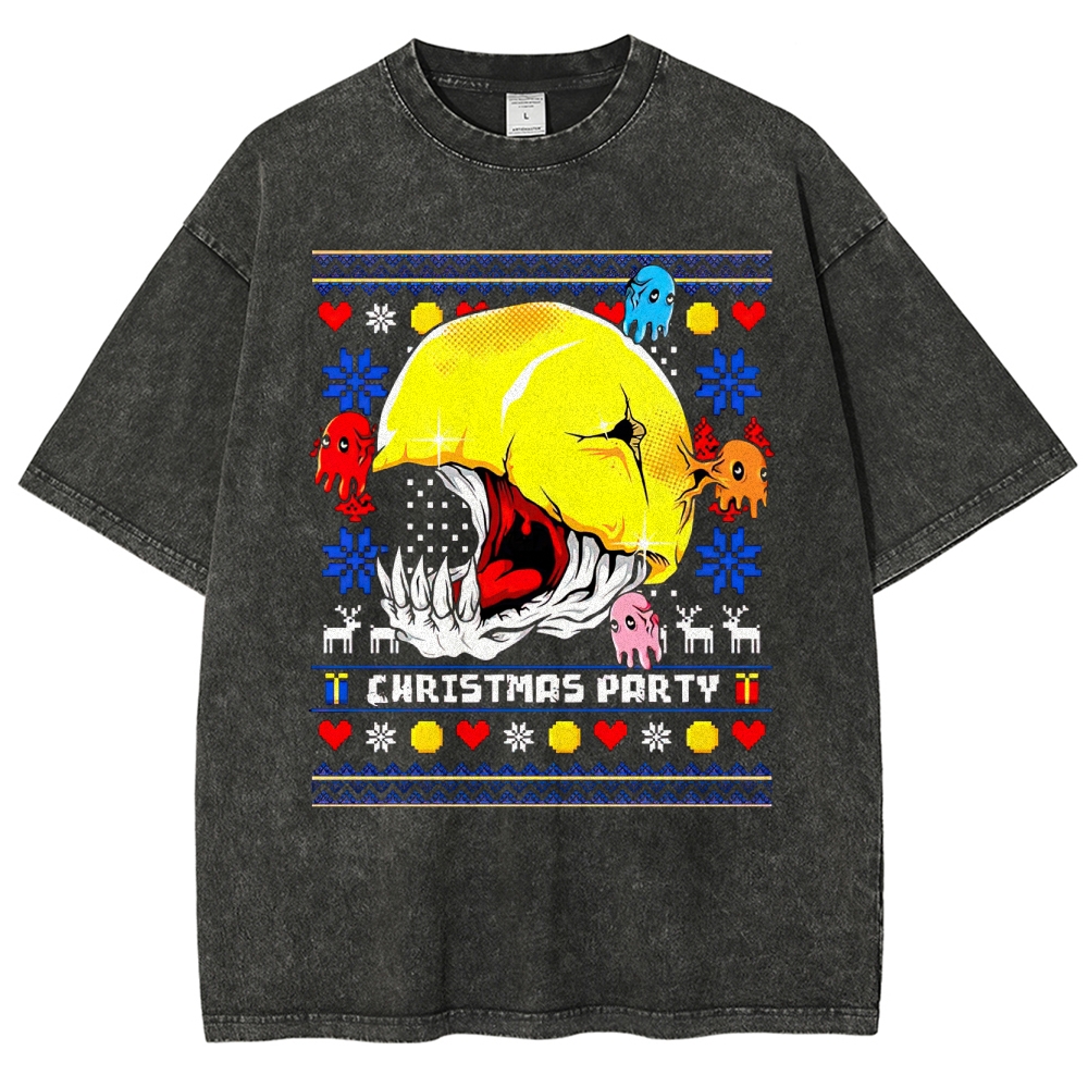 Pixel-Art Christmas Horror Game Washed T-Shirt