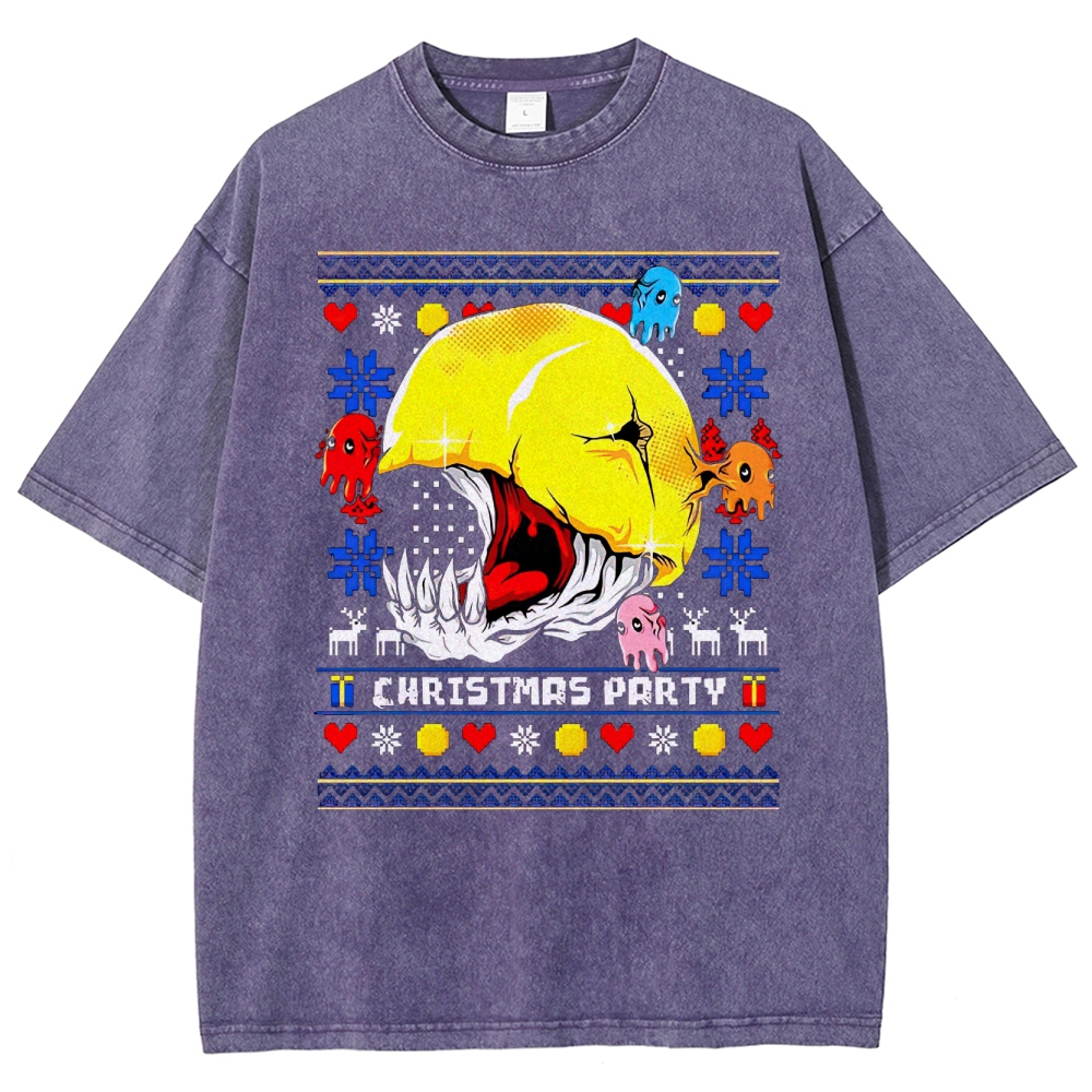 Pixel-Art Christmas Horror Game Washed T-Shirt