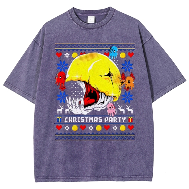 Pixel-Art Christmas Horror Game Washed T-Shirt