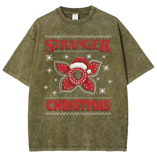 Man-eating Flower Christmas Washed T-Shirt