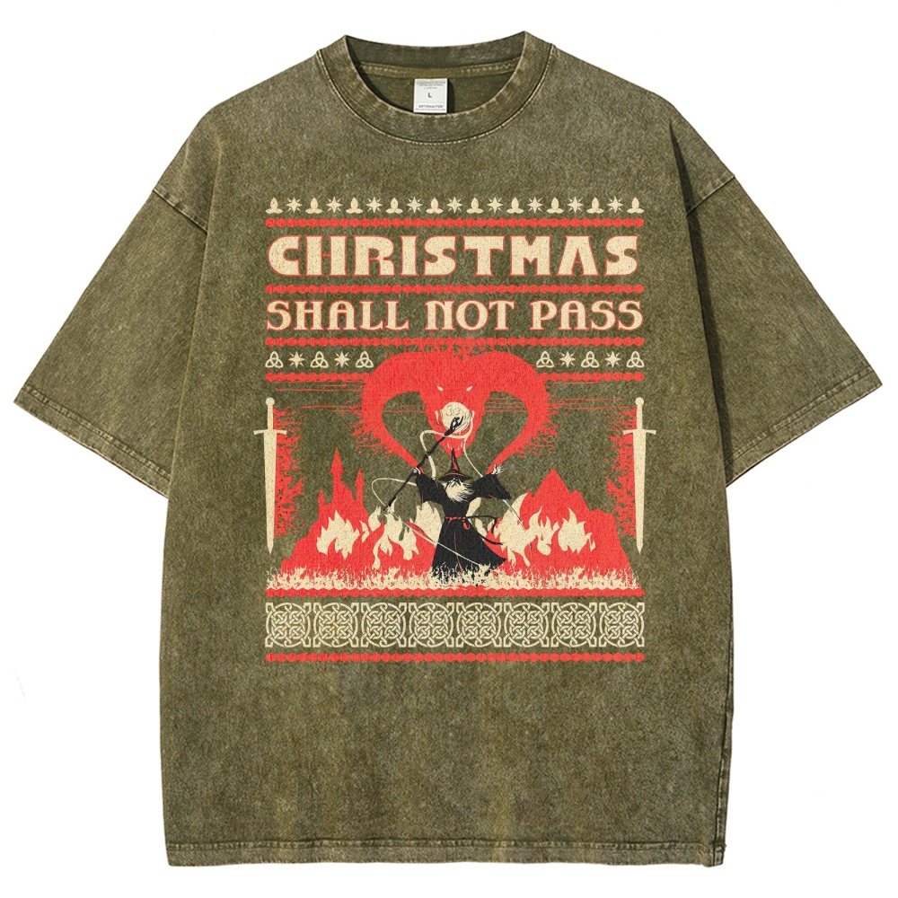 The Wizard Who Never Ends Christmas Washed T-Shirt 