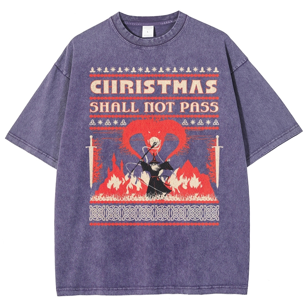 The Wizard Who Never Ends Christmas Washed T-Shirt 