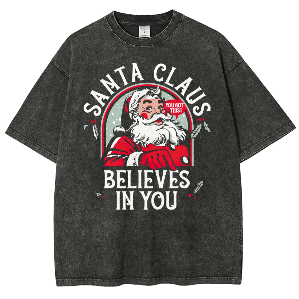 Santa Claus Believes In You Washed T-Shirt