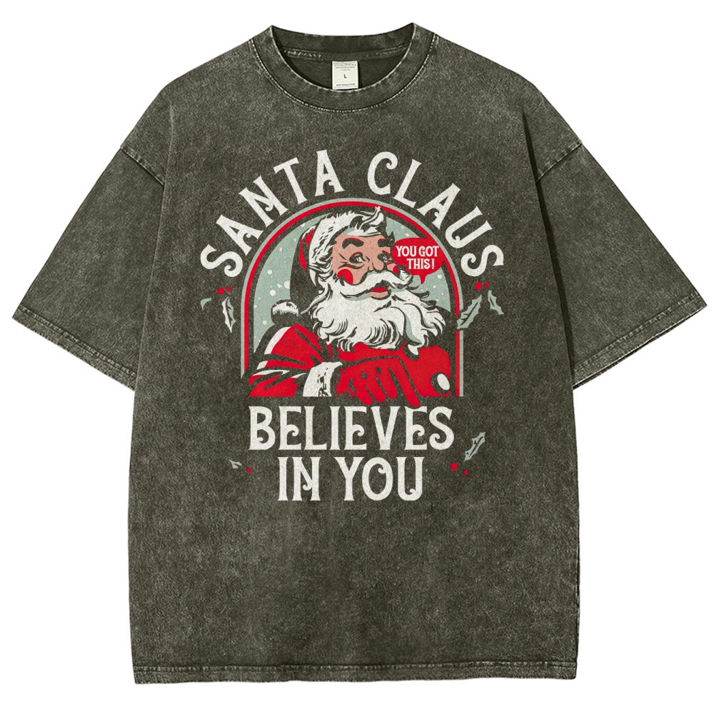 Santa Claus Believes In You Washed T-Shirt