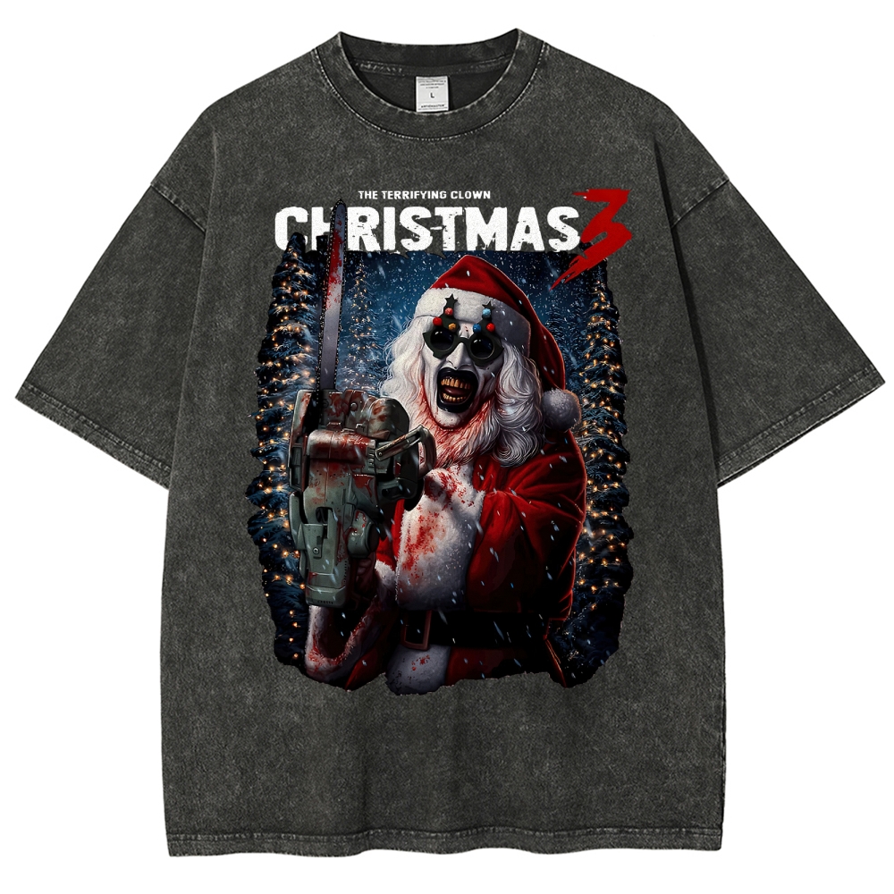 Killer Santa Horror Washed T-Shirt 