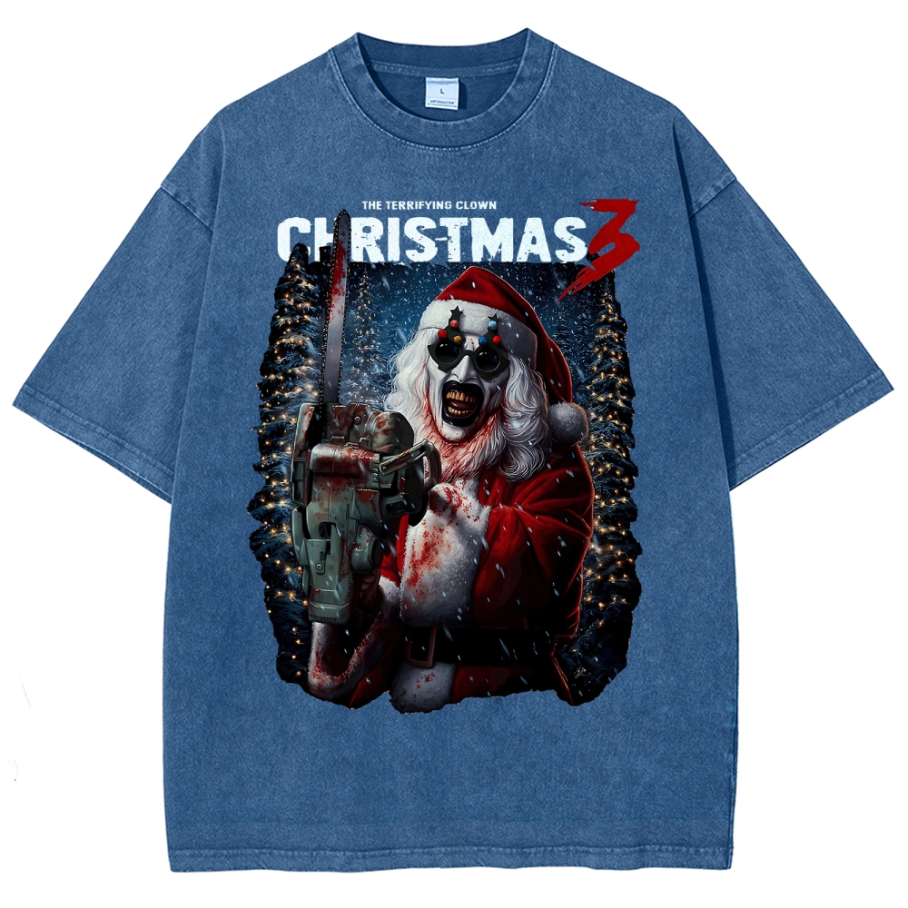 Killer Santa Horror Washed T-Shirt 