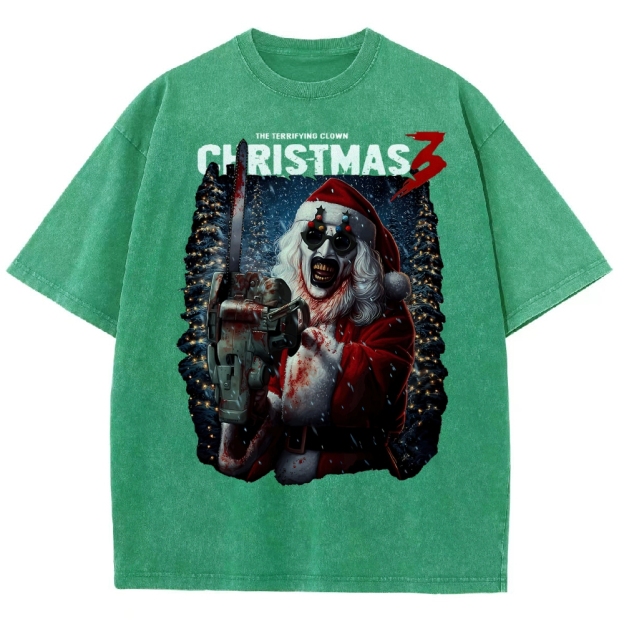 Killer Santa Horror Washed T-Shirt 