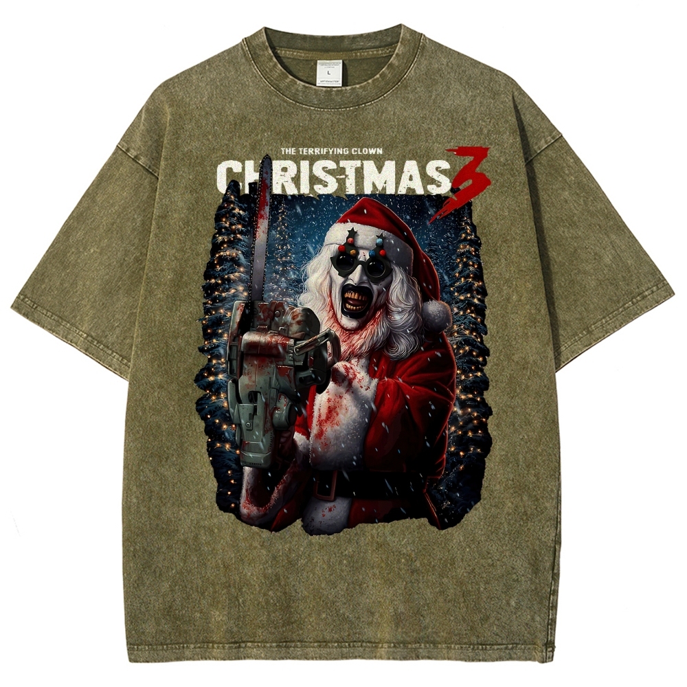 Killer Santa Horror Washed T-Shirt 