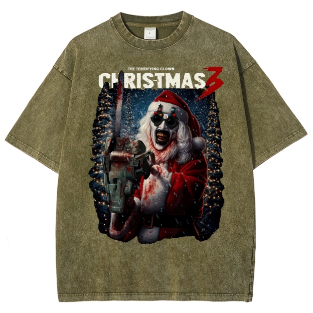 Killer Santa Horror Washed T-Shirt 