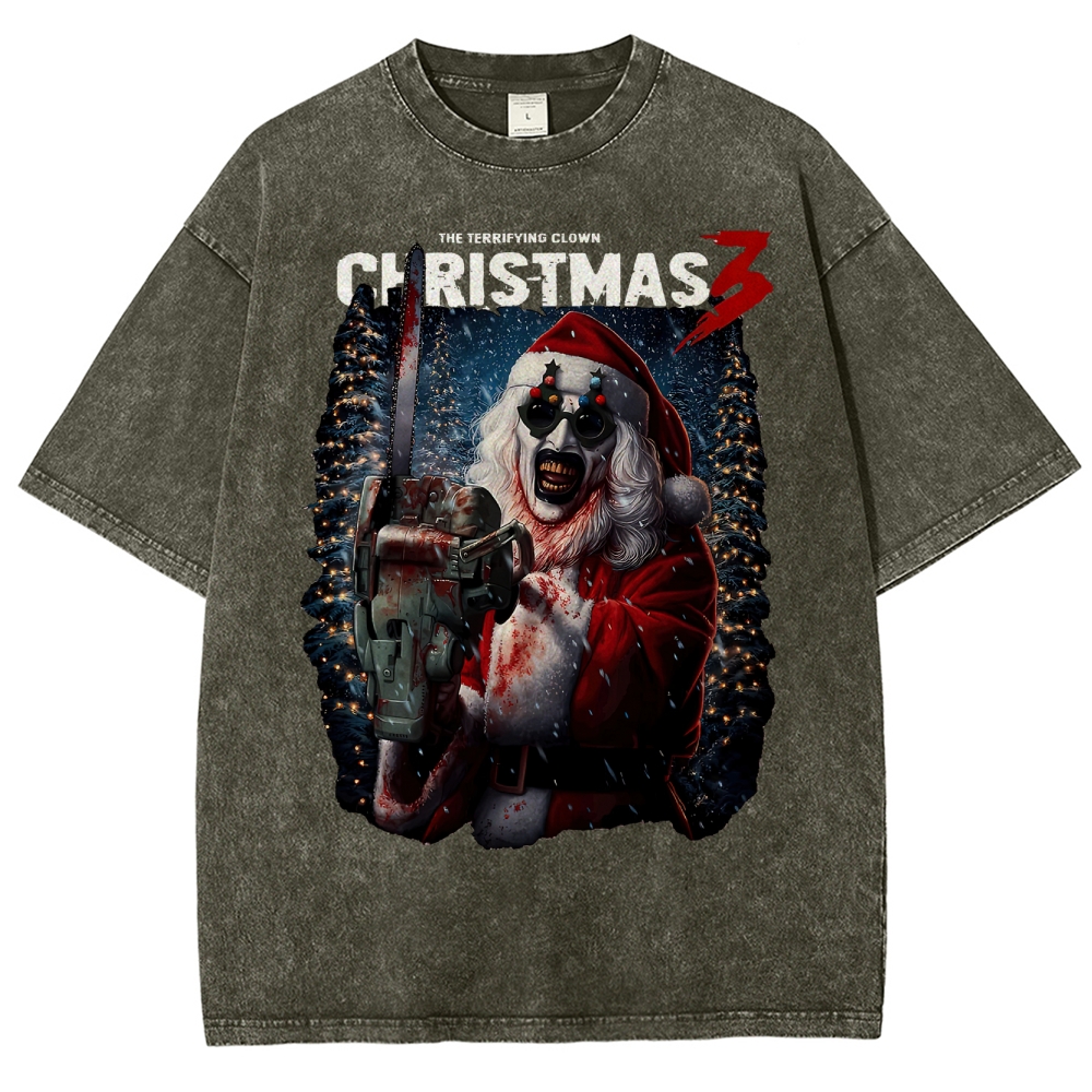 Killer Santa Horror Washed T-Shirt 