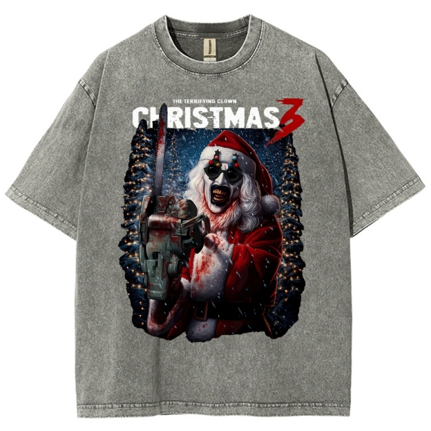 Killer Santa Horror Washed T-Shirt 