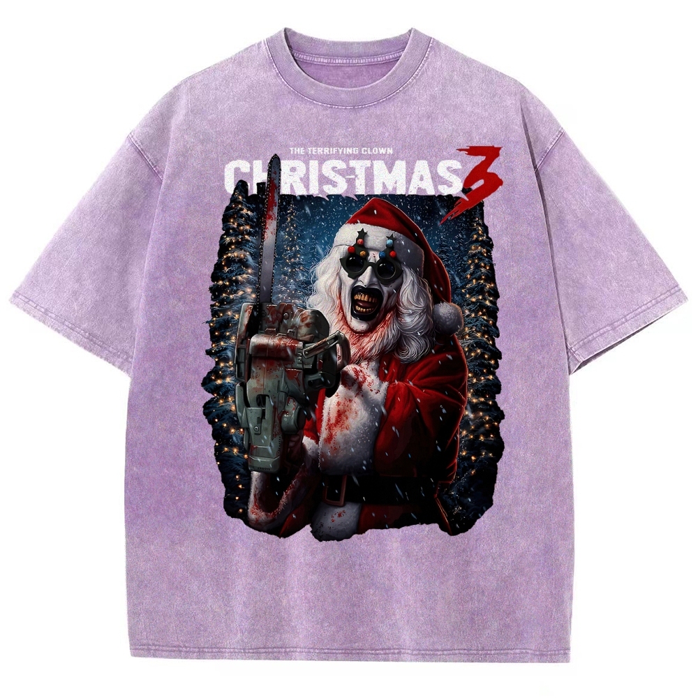 Killer Santa Horror Washed T-Shirt 