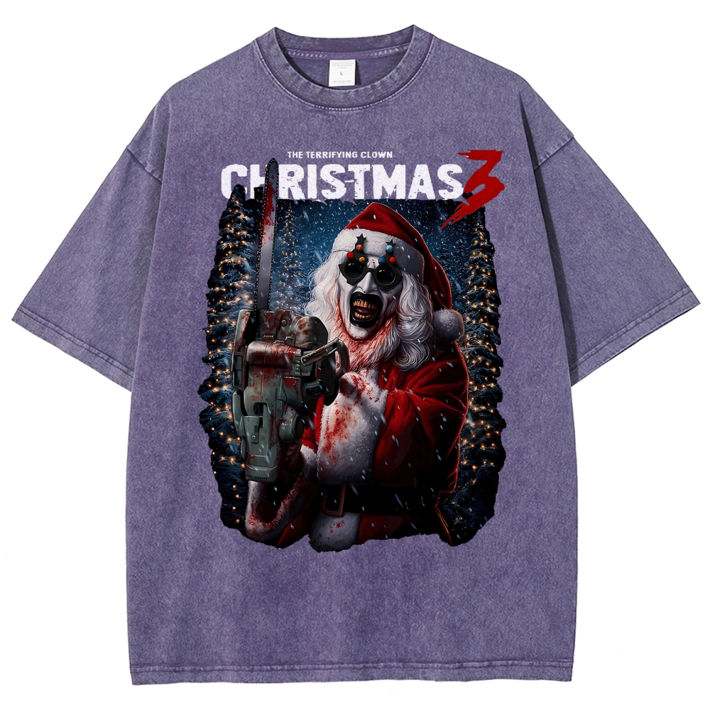 Killer Santa Horror Washed T-Shirt 