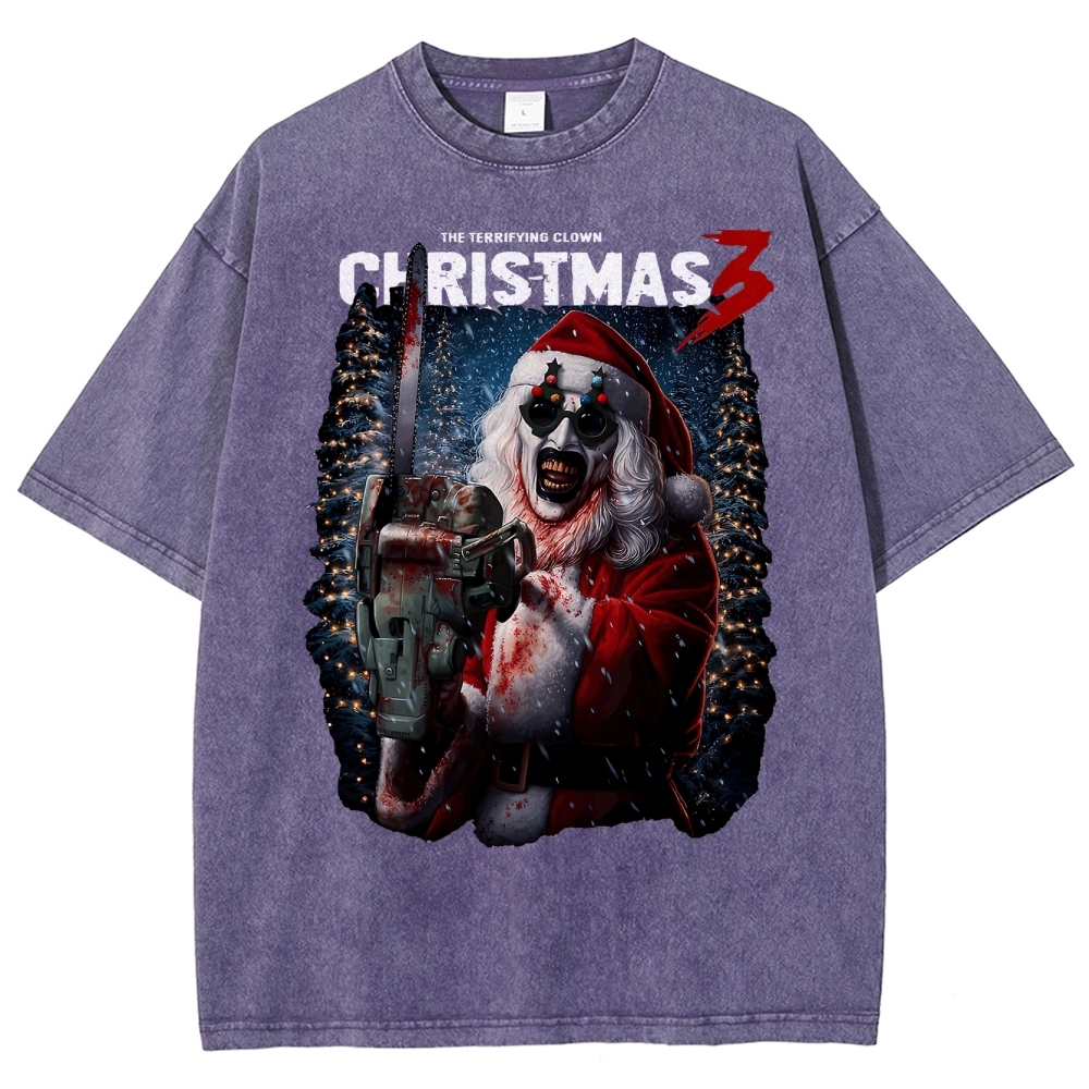 Killer Santa Horror Washed T-Shirt 